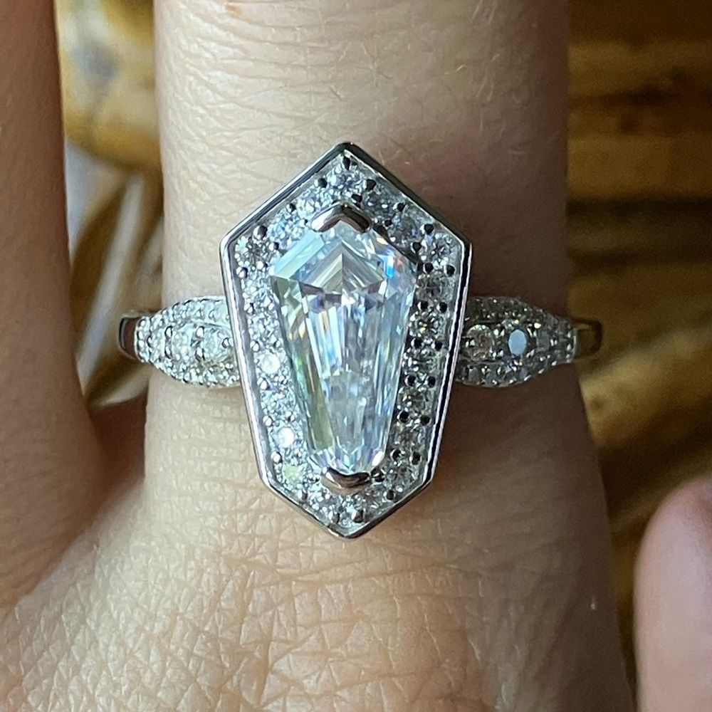 Genuine Moissanite Sterling Silver Ring Size 10